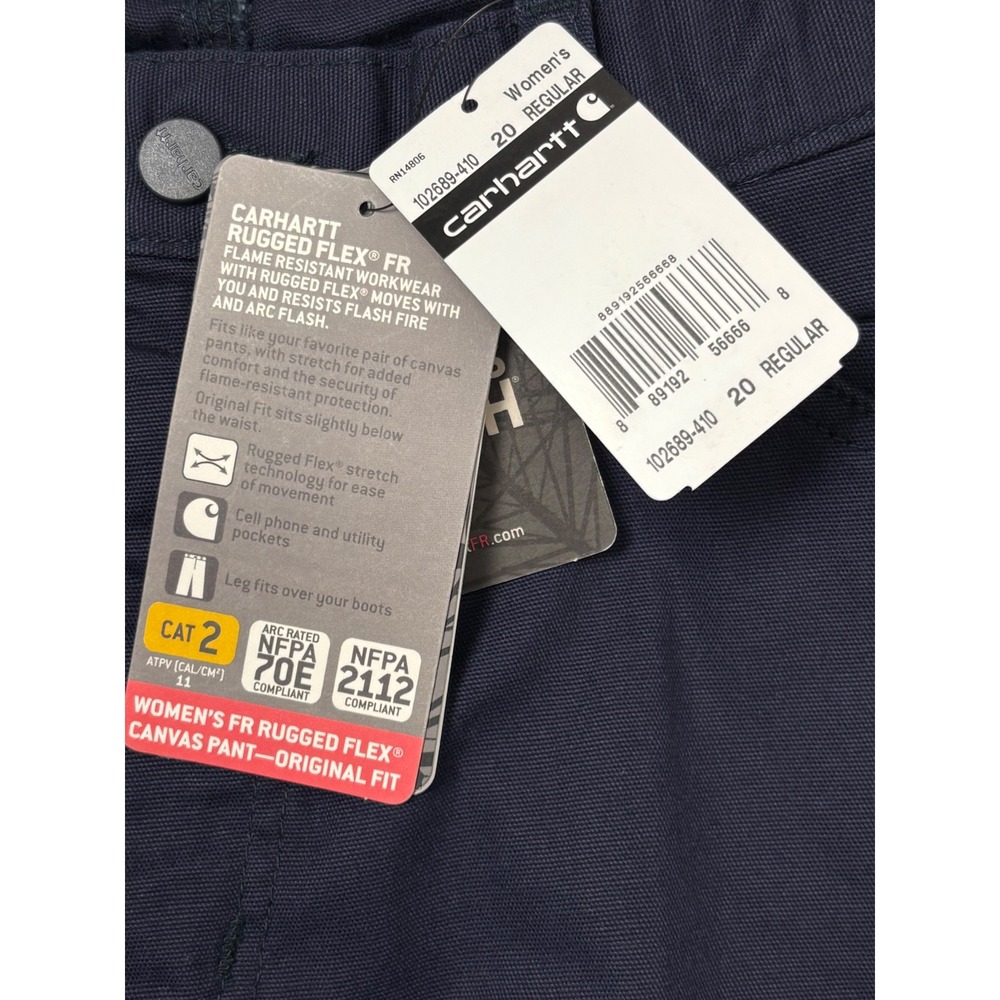 Carhartt 102689 Women's FR Rugged Flex Navy Canvas Work Pants Size 20 Reg NWT - Picture 6 of 9